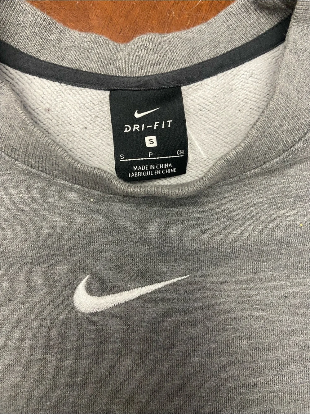 Nike Dri-Fit Backless Cutout Cropped Sweatshirt Embroidered Logo Heather Gray- S